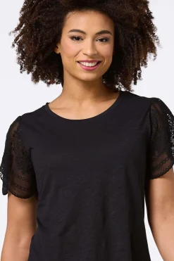Cato Flutter Eyelet Sleeve Top><noscript><img width=