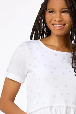 Cato Foiled Star Peplum Top><noscript><img width=