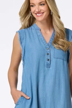 Cato Frayed Chambray Dress><noscript><img width=
