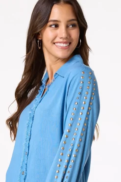 Cato Frayed Chambray Shirt><noscript><img width=