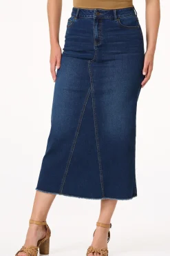 Cato Frayed Denim Midi Skirt> Skirts|Jeans