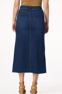 Cato Frayed Denim Midi Skirt> Skirts|Jeans