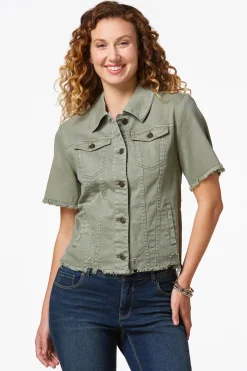 Cato Frayed Short Sleeve Denim Jacket><noscript><img width=