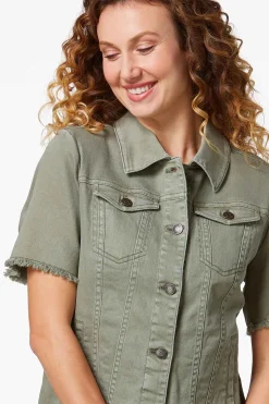 Cato Frayed Short Sleeve Denim Jacket><noscript><img width=