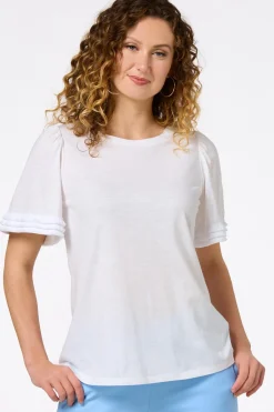 Cato Fringe Puff Sleeve Tee> Tops