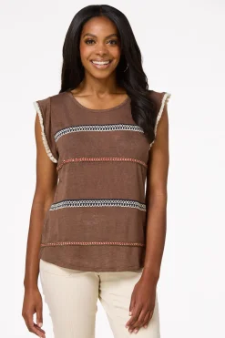 Cato Fringe Ribbon Trim Top> Tops