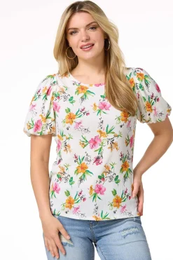 Cato Garden Floral Puff Sleeve Top> Tops