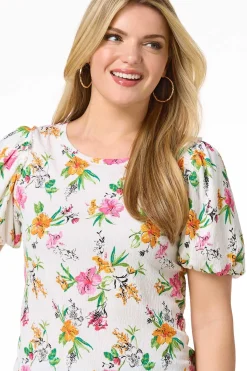 Cato Garden Floral Puff Sleeve Top><noscript><img width=