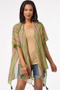 Cato Geo Border Stripe Kimono> Cover Ups|Tops