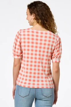 Cato Gingham Puff Sleeve Top> Tops