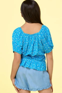 Cato Girls Blue Floral Top> Tops & Jackets