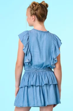 Cato Girls Chambray Ruffled Top><noscript><img width=