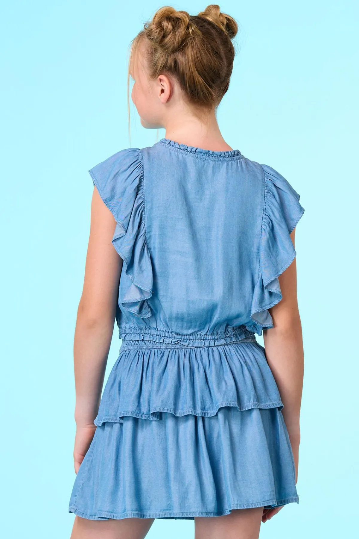 Cato Girls Chambray Ruffled Top> Tops & Jackets