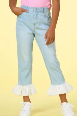 Cato Girls Cropped Eyelet Hem Jeans> Bottoms