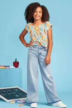 Cato Girls Distressed Wide Leg Jeans> Bottoms