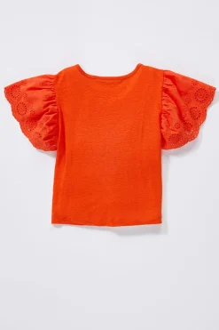 Cato Girls Eyelet Flutter Sleeve Top> Tops & Jackets