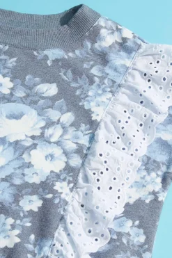 Cato Girls Floral Eyelet Trim Sweatshirt><noscript><img width=