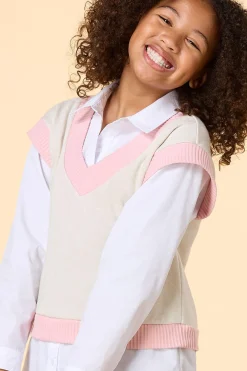 Cato Girls Layered Poplin Sweater><noscript><img width=