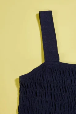 Cato Girls Navy Smocked Jumpsuit><noscript><img width=