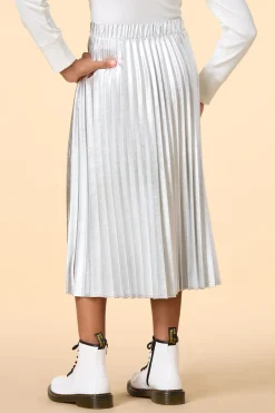 Cato Girls Pleated Metallic Midi Skirt><noscript><img width=