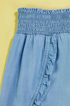 Cato Girls Ruffled Chambray Shorts><noscript><img width=
