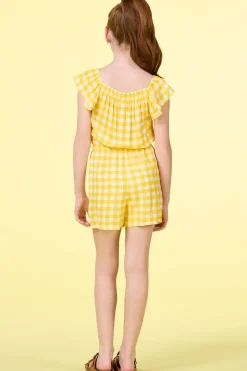 Cato Girls Ruffled Gingham Romper> Dresses