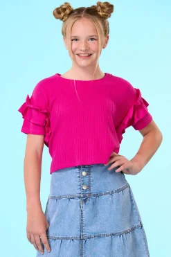 Cato Girls Ruffled Waffle Top> Tops & Jackets