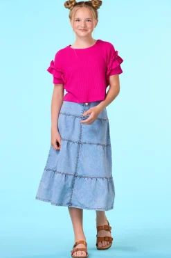Cato Girls Ruffled Waffle Top><noscript><img width=