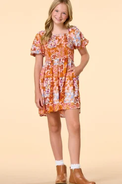Cato Girls Smocked Patchwork Floral Dress> Dresses