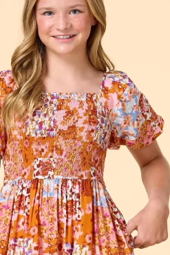 Cato Girls Smocked Patchwork Floral Dress><noscript><img width=