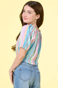 Cato Girls Stripe Linen Top> Tops & Jackets