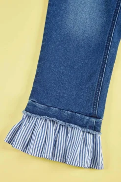 Cato Girls Stripe Ruffled Hem Jeans><noscript><img width=