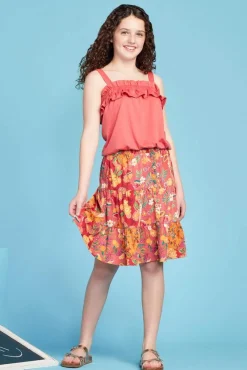 Cato Girls Tiered Button Floral Skirt> Bottoms