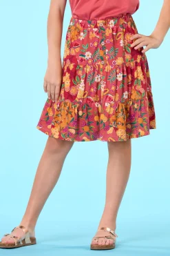 Cato Girls Tiered Button Floral Skirt> Bottoms