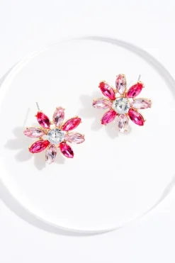 Cato Glass Flower Button Earrings> Earrings