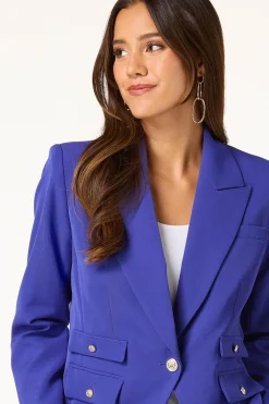 Cato Gold Button Blue Blazer><noscript><img width=