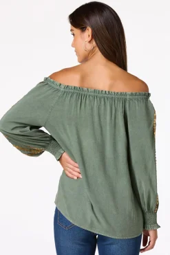 Cato Gold Disc Embellished Poet Top> Tops