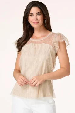 Cato Gold Shimmer Tulle Top> Tops