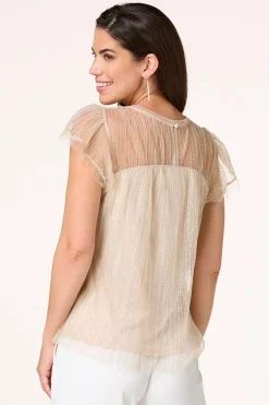 Cato Gold Shimmer Tulle Top> Tops