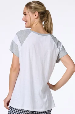 Cato Gray Panel Eyelet Tunic> Athleisure|Tops