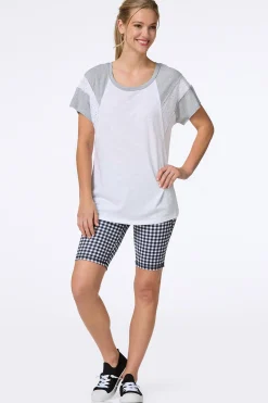 Cato Gray Panel Eyelet Tunic><noscript><img width=