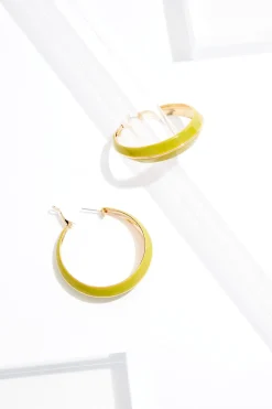 Cato Green Enamel Hoop Earrings> Earrings