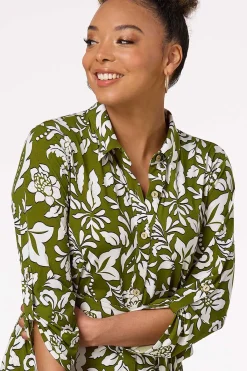 Cato Green Floral Shirt Dress><noscript><img width=