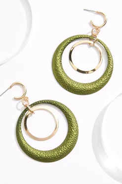 Cato Green Gold Ring Dangle Earrings> Earrings