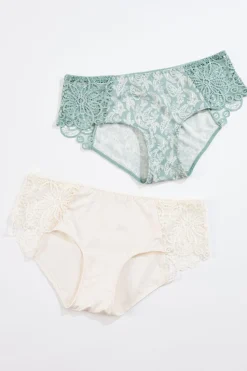 Cato Green Ivory Lace Panel Panty Set> Intimates
