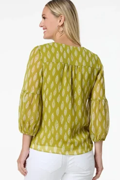 Cato Green Lace Up Top> Tops