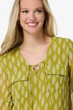 Cato Green Lace Up Top><noscript><img width=