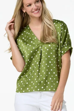 Cato Green Polka Dot Top><noscript><img width=
