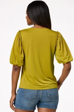 Cato Green Puff Sleeve Top> Tops