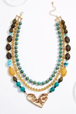 Cato Heart Pendant Chunky Bead Necklace> Necklaces